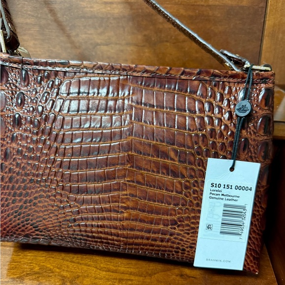 Brahmin Croc-Embossed Shoulder Bag in Pecan - Picture 8 of 10